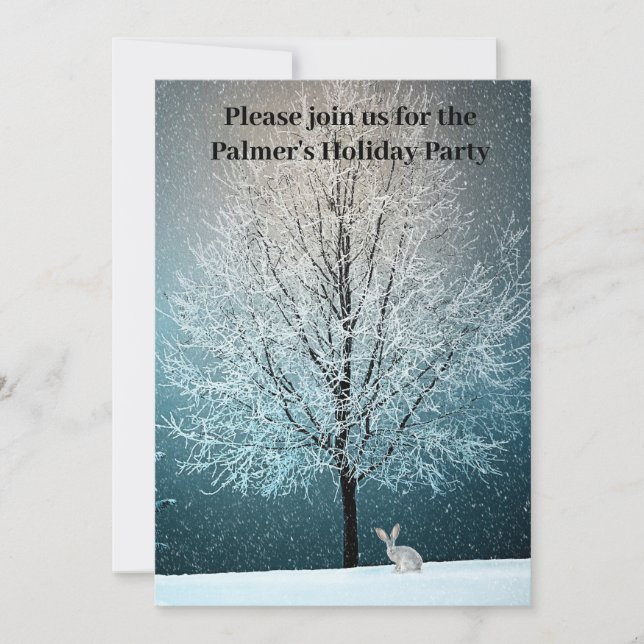 Frosty träd på kvällsinbjudan inbjudningar (Framsida)