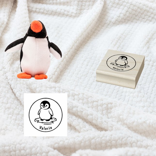 Frosty Waddle – Custom Penguin Name Stamp Stämpel (Skapare uppladdad)