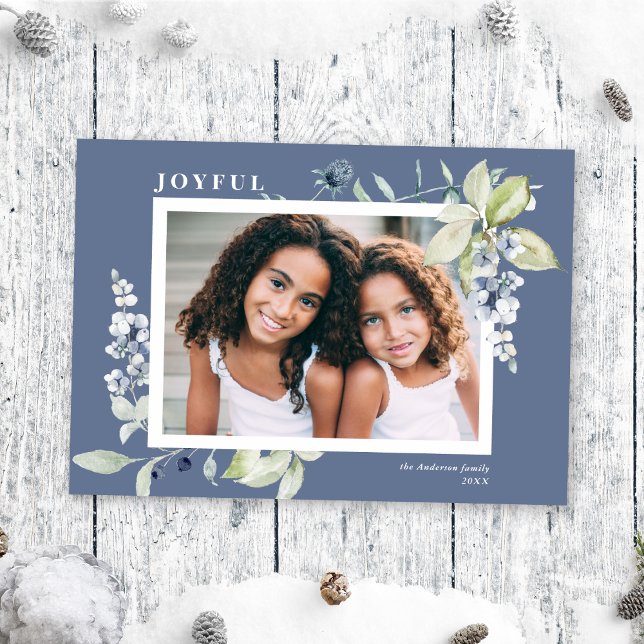 Frosty Watercolor Winter Berries Photo Julkort (Skapare uppladdad)