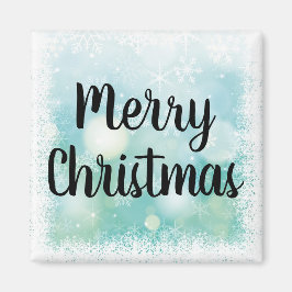 Frosty Window Square God jul Gift Magnet
