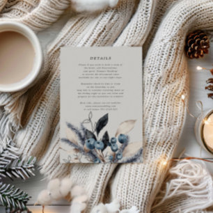 Frosty Winter Blommigt Bröllop Info Card Tilläggskort