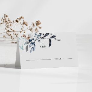 Frosty Winter Blommigt Bröllop Place Card Placeringskort