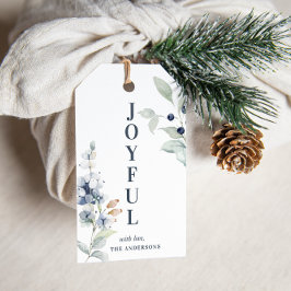 Frosty Winter Foliage Glatt jul-Helgdag Presentetikett