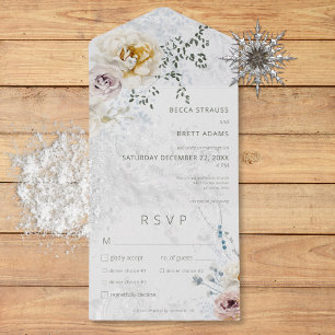 Frosty Winter Pastel Blommigt Modern tremiddag