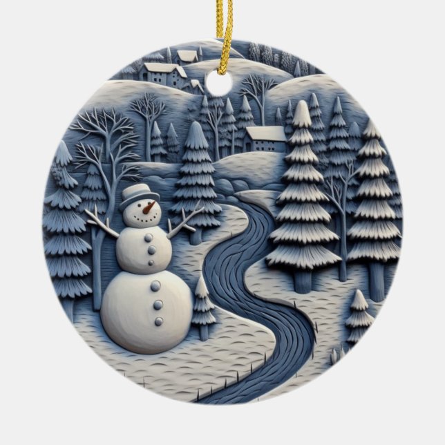 Frosty Winter Snögubbe Ornament (Framsidan)