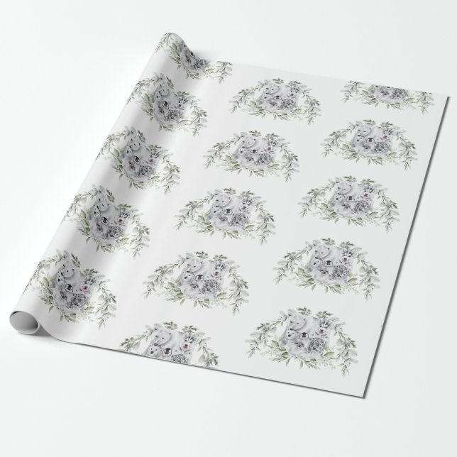 Frosty Winter Wonderland Artic Animals Baby Shower Presentpapper (Utrullad)