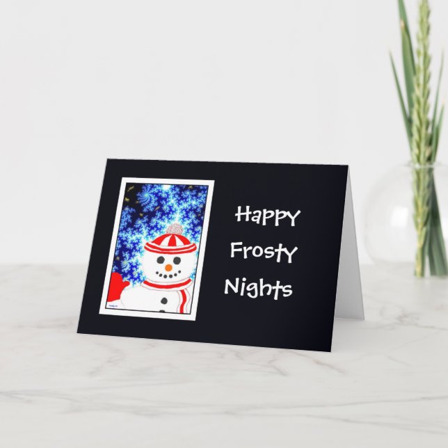 FROSTY'S NATT Snögubbe Design Greeting Card Helgkort (Framsida)