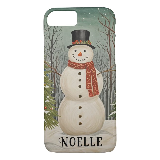 Frostys Personlig Snowy Scene jul Case-Mate iPhone Skal (Baksida)