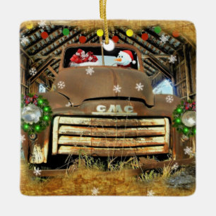 Frostys Vintage GMC-julen Lastbil Springa Julgransprydnad Keramik
