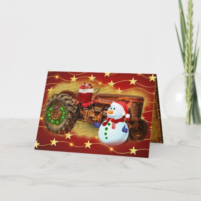 Frostys Vintage Red Tractor jul Helgkort (Framsida)