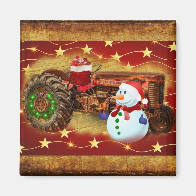 Frostys Vintage Red Tractor jul Magnet (Framsidan)