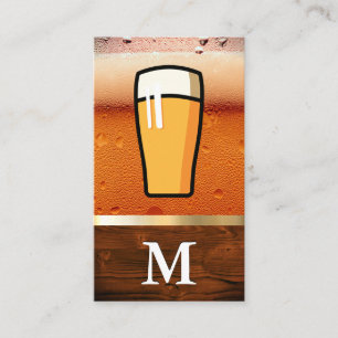 Frothy Glass of Beer   Metallisk trägrain Guld Visitkort