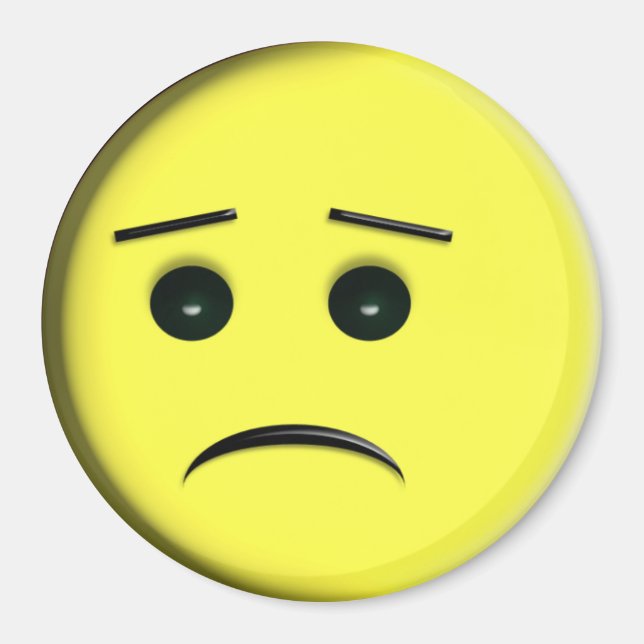 Frowny Ansikte Gult Magnet (Framsidan)