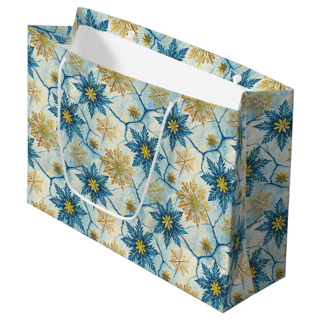 Frozen Elegance Blue and Gold Snowflake (Framsidan Vinklad)