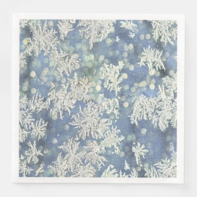 Frozen Frost Abstract Photography Blue/White Pappersservett (Framsida)