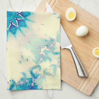 Frozen Frosty Blue Snowflake Winter Pattern Kökshandduk