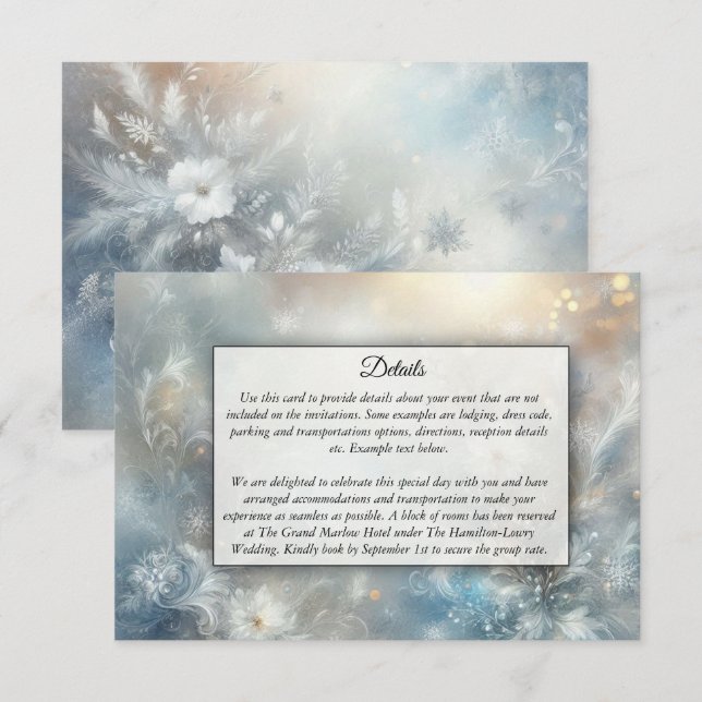 Frozen Petals in a Golden Winter Mist Wedding Tilläggskort (Fram/baksida)