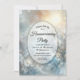  Frozen Petals in Golden Winter Housewarming Party Inbjudningar