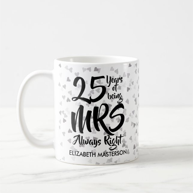 Fru Alltid Rätt Kul 25-års Silverbröllop Kaffemugg (Vänster)