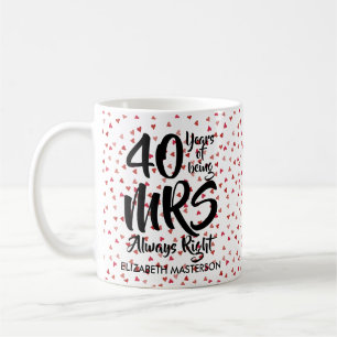 Fru Alltid Rätt Kul 40-årsjubileum Ruby Hearts Kaffemugg