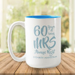 Fru Always Höger, Roligt 60 Bröllop år Två-Tonad Mugg<br><div class="desc">perfektens 60:e bröllop-årsjubileum till mrs Always Höger. Anpassa till namn och bröllop. En roligt,  unik och anpassningsbar gåva för att fira någons bröllop årsdag. Designad av Thisisnotme©</div>