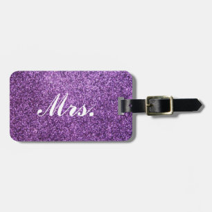 Fru bagagemärkre - purpurfärgat Fauxglitter Bagagebricka