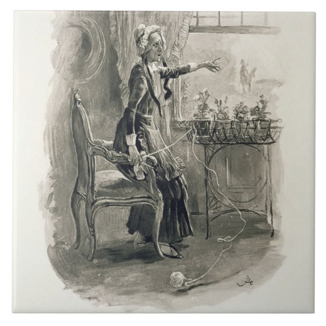 Fru Betsy Trotwood, från 'Charles Dickens: En Kakelplatta (Framsidan)