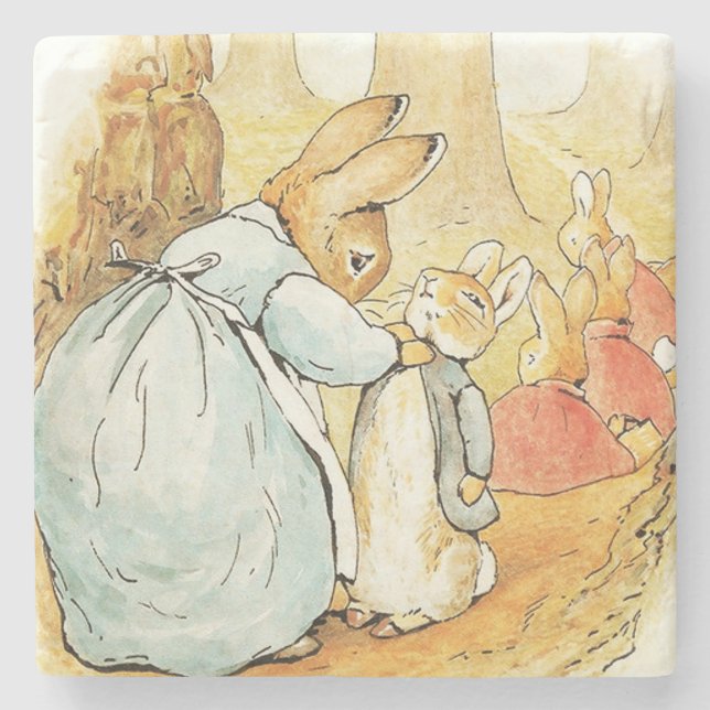 Fru Bunny Says adjö av Beatrix Potter Stenunderlägg (Framsidan)