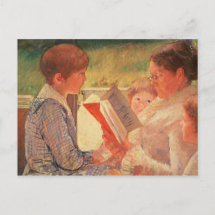 Fru Cassatt läser för sina barnbarn, 1888 Vykort