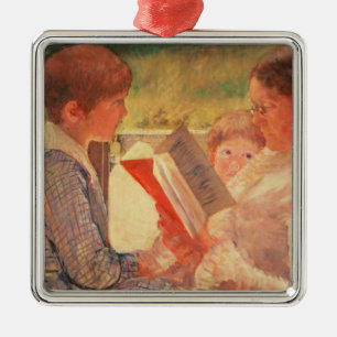 Fru Cassatt läsning till henne barnbarn, 1888 Julgransprydnad Metall