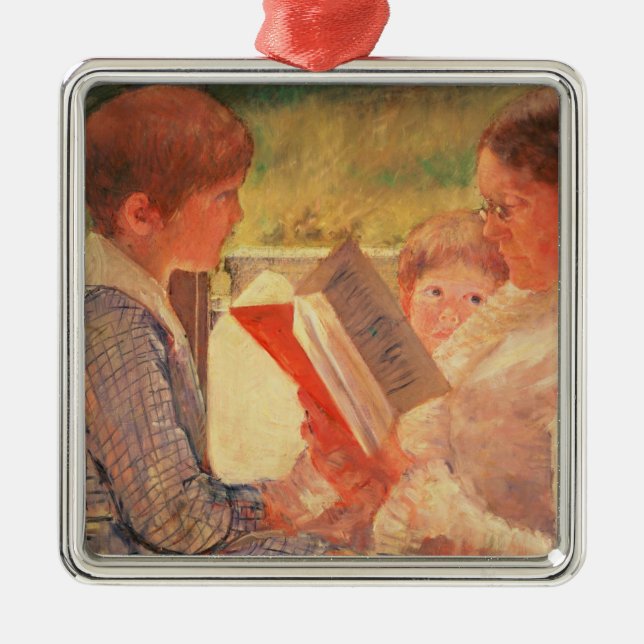 Fru Cassatt läsning till henne barnbarn, 1888 Julgransprydnad Metall (Framsidan)