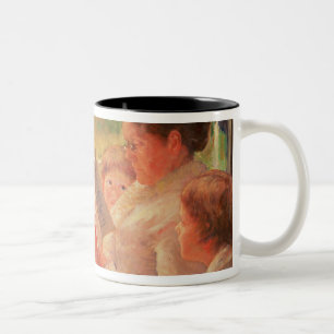 Fru Cassatt läsning till henne barnbarn, 1888 Två-Tonad Mugg