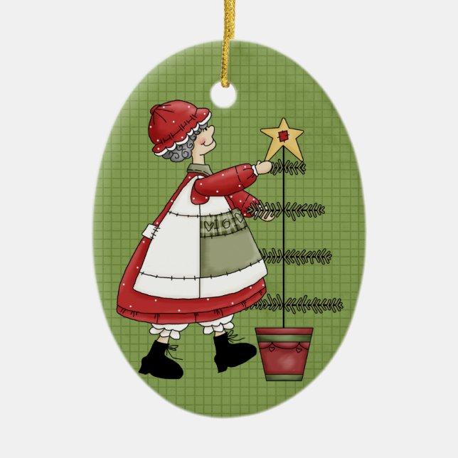 Fru Claus Ceramic jul Ornament (Framsidan)