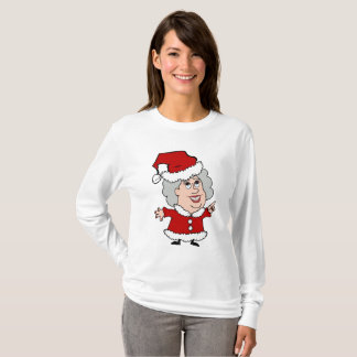 Fru Claus långärmadkvinna T-tröja T Shirt