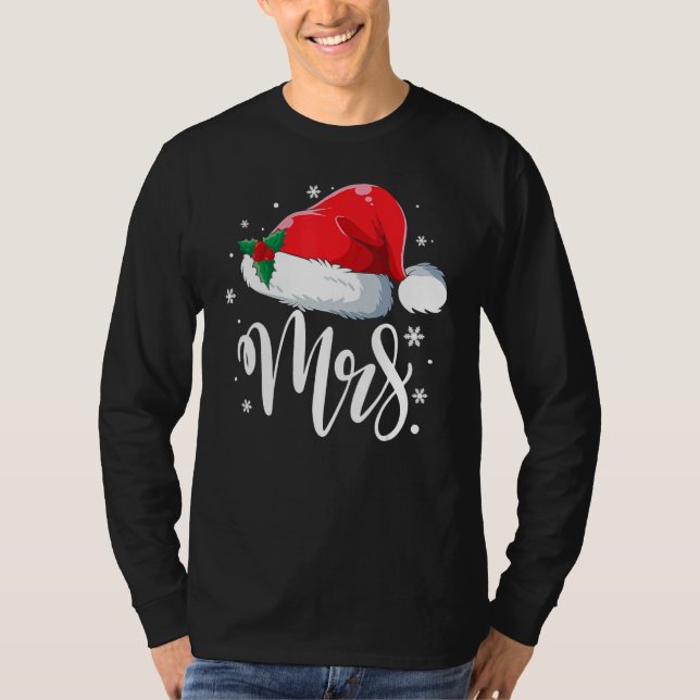 Fru Claus Tomte Jul Matchande Par Pyjamas  T Shirt (Framsida)