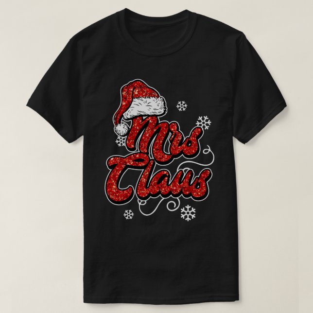 Fru Clause Make-frun Mamma Pappa-familjens jul T Shirt (Design framsida)