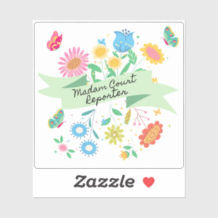 Fru Court Reporter Vår Blommigt Sticker Klistermärken