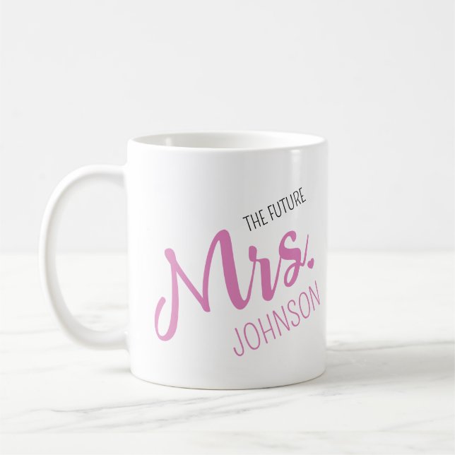 Fru Custom Namn Förlovning Kaffemugg (Vänster)