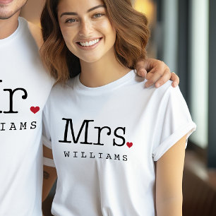 Fru Efternamn Hjärtahustru Monogram T Shirt