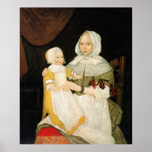 Fru Elizabeth Freake och baby Mary, Ca. 1671-1674 Poster