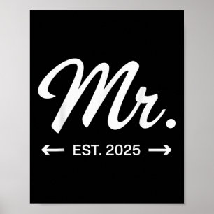 Fru. Est. 2025 Nygifta Bröllopsfest Herr & Poster