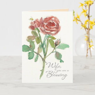 Fru Födelsedag Gud Välsigna Dig Röd Ros Blomma Kort