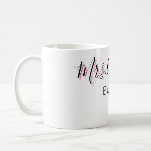 Fru förnamn efternamn svart rosa est år modern kaffemugg