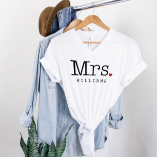 Fru Förnamn Hjärta Efternamn Bröllop T-shirt