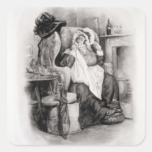 Fru Gamp, från Charles Dickens: A Gossip om hi Fyrkantigt Klistermärke