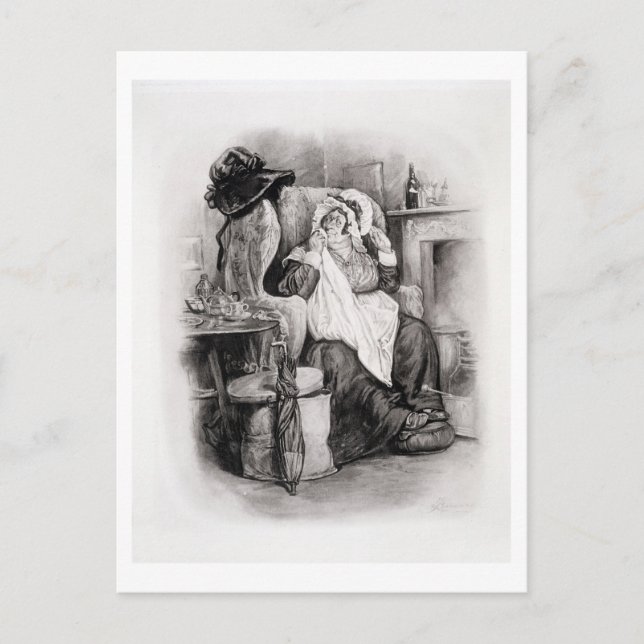 Fru Gamp, från 'Charles Dickens: Ett skvaller om Vykort (Framsida)