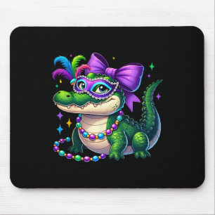 Fru Gator Mardi Gras-stämning Louisiana Krokodil M Musmatta