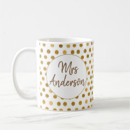 Fru, Guld Glliter Polka dots, Personlig Kaffemugg