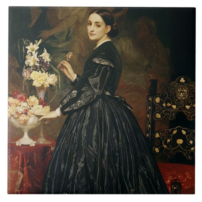 Fru James Guthrie, c.1864-5 (olja på kanfas) Kakelplatta (Framsidan)
