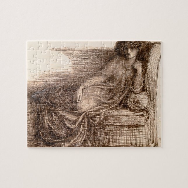 Fru Jane Morris som Reclining på en soffa Pussel (Horisontell)